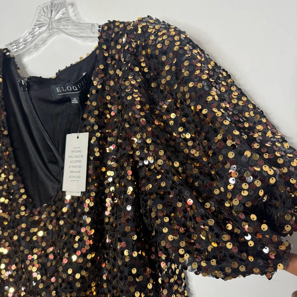 NWT Eloquii Sequin Puff Sleeve Dress 16 - Picture 9 of 15